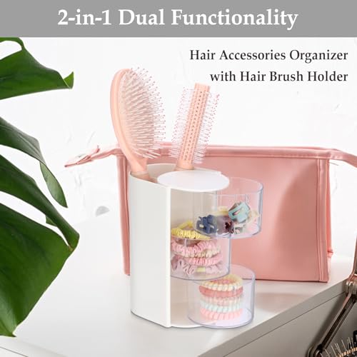 GUSHBIN 3-Tier Rotating Hair Accessories Organizer & Makeup Brush Holder