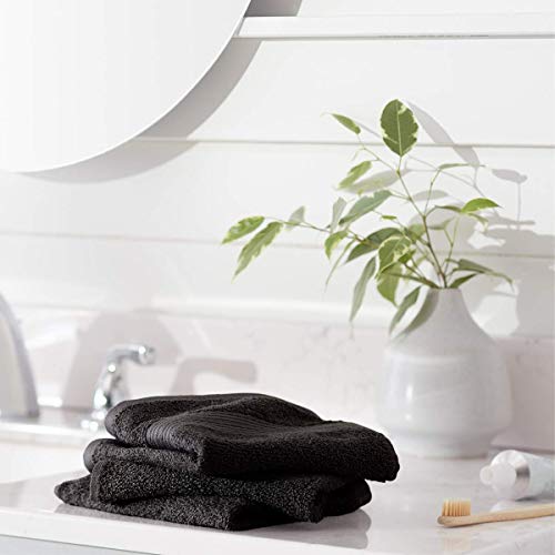 Amazon Basics 12-Pack Soft Cotton Washcloths, 12x12 in, Black