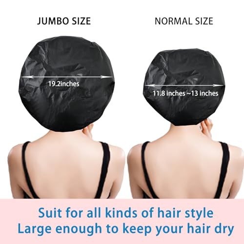 Extra Large Waterproof Shower Caps for Women - 2 Pack