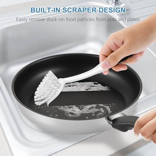 SetSail Dish Brush with Built-in Scraper - 2 Pack Stiff Bristle Scrubbers