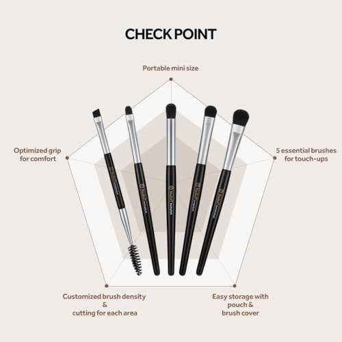 STUDIO17 Eye Makeup Brush Set - 5 Portable Synthetic Brushes