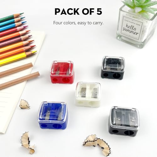 5-Pack Dual Hole Cosmetic Pencil Sharpeners for Lip & Eyeliner