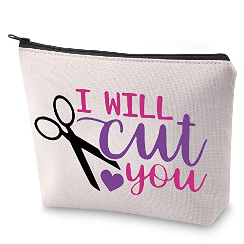 BLUPARK I Will Cut You Hairdresser Cosmetic Bag Makeup Organizer - Stylist Gift