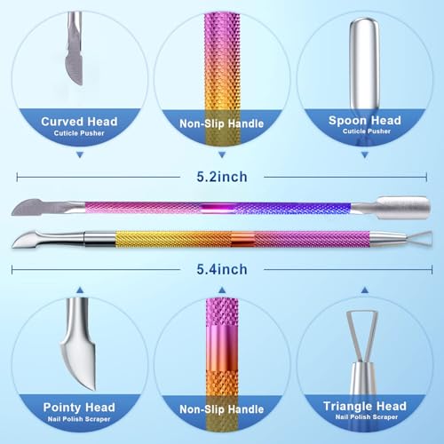Natural Gel Nail Polish Remover Set with Nail Buffer & Cuticle Pusher