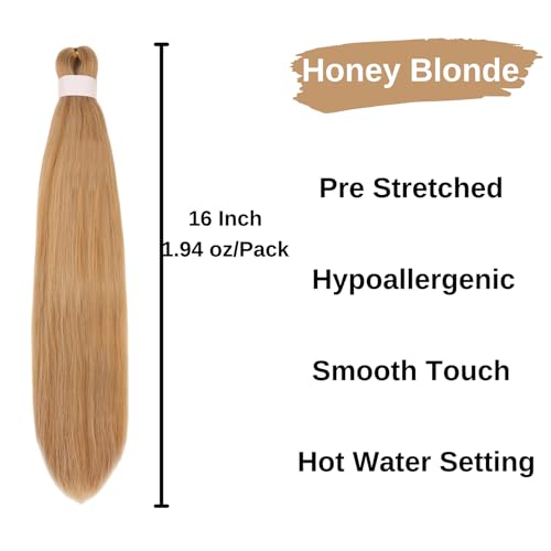 Leticia Honey Blonde Pre-Stretched Braiding Hair Extensions - 16 Inch Synthetic Knotless