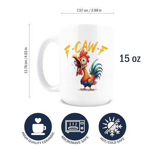Funny F-Caw-F Coffee Mug for Men - Rooster Hidden Message Gift