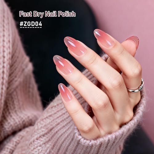 OpenLive Jelly Nail Polish Set - 12 Colors 5ML with Base & Top Coat - No Lamp Needed