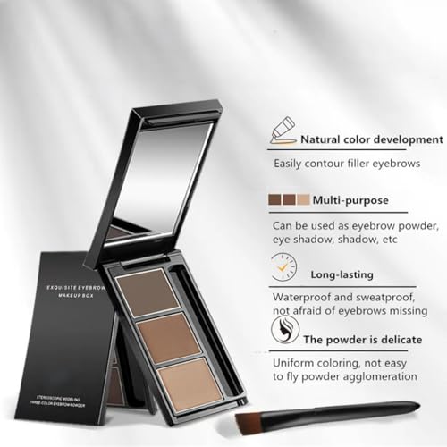 UOCK Waterproof Three-Color Eyebrow Powder Kit - Natural Brow Makeup