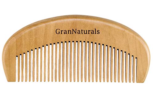 GranNaturals Small Wooden Comb for Detangling & Styling - 1 Pack, Natural Fin Tooth Hair Tool