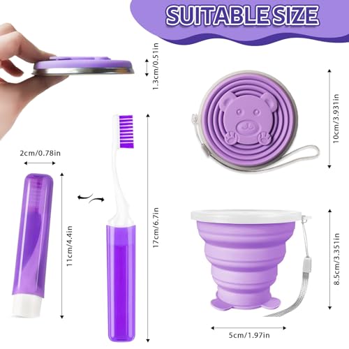 Vporui Purple Collapsible Travel Toothbrush Case & Cup Set - Portable Oral Care