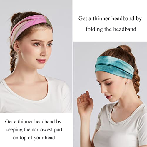 YONUF 6 Pack Boho Wide Headbands for Women - Soft, Non-Slip Hair Accessories