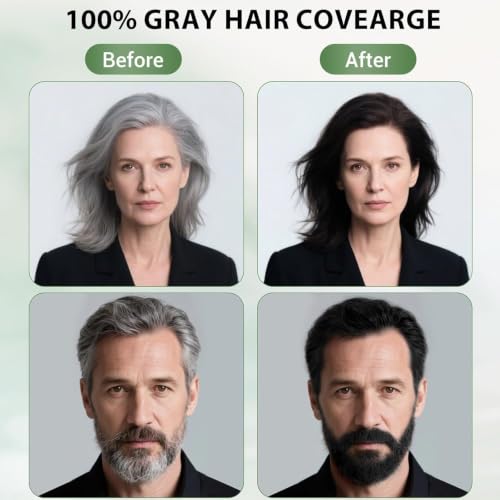 Farndu Black Hair Dye Shampoo for Gray Coverage - 100% Herbal Formula