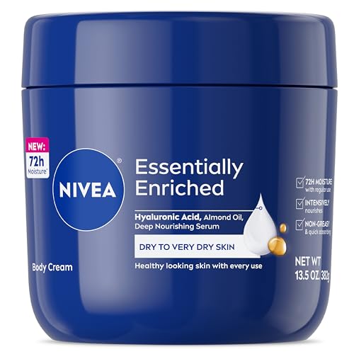 NIVEA Essentially Enriched Body Cream 13.5 Oz with Hyaluronic Acid & Almond Oil