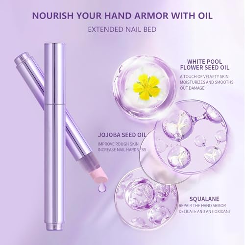 NIQZOPA 3-in-1 Ceramic Cuticle Oil Pusher Pen Set - Nail Care Tool with Lavender Oil