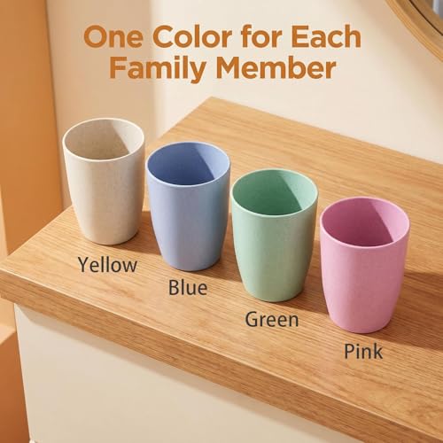 Unbreakable Plastic Toothbrush Cup Set - 4 Pack Bathroom Travel Organizer