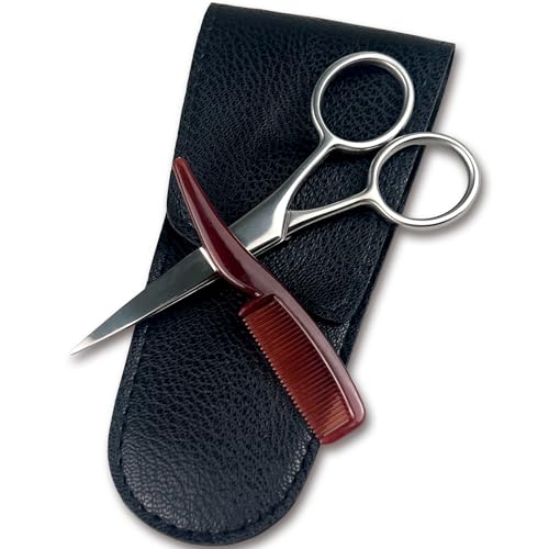 Precision Mustache Grooming Set with Scissors & Comb - Travel Kit