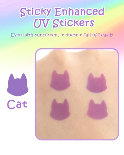 Cat-Shaped UV Detection Stickers for Sunscreen - 80 Count