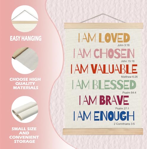 Motivational Bible Verse Canvas Wall Art for Girls - 12x16 Inch