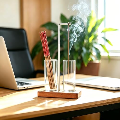 2-in-1 Incense Holder with Glass Ash Catcher for Meditation