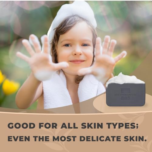 One With Nature Activated Charcoal Soap 4oz 3-Pack - Detoxifying Dead Sea Salt Bar