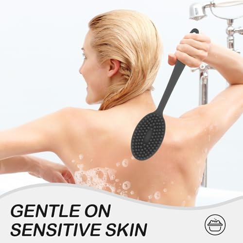 MateeyLife Silicone Body Scrubber with Handle for Gentle Exfoliation