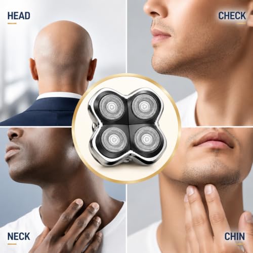 E-Hunter 2 Pack Pro 4 Shaver Replacement Heads for Skull Shaver Models