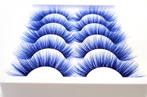 MISSLADY 20mm Blue 3D Faux Mink False Eyelashes - 5 Pairs