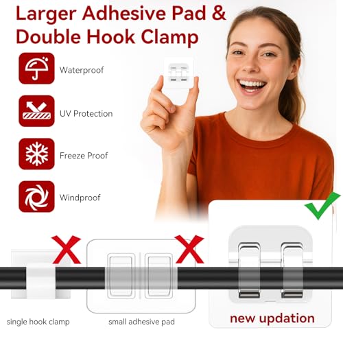 Latoxcaa Heavy Duty Cable Clips for Outdoor String Lights - 50 Pack