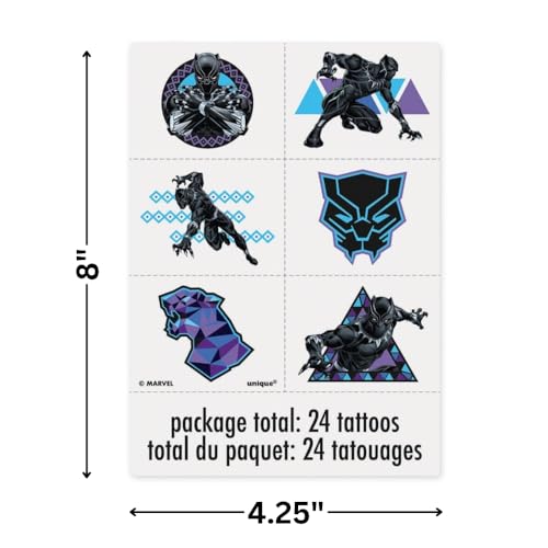 Black Panther Temporary Tattoos Pack of 24 - Vibrant Designs for Events