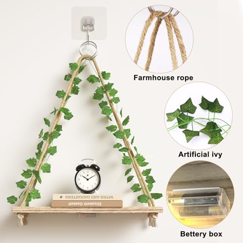 Fixwal LED Floating Shelves Set of 3 - Rustic Boho Wall Decor