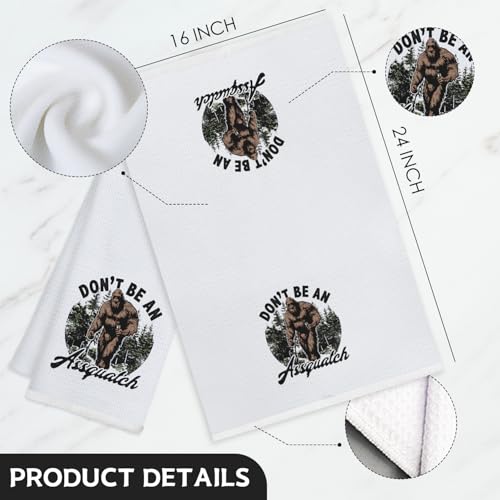 Bigfoot Kitchen Towels - Funny Sasquatch Dish Towels, 16x24