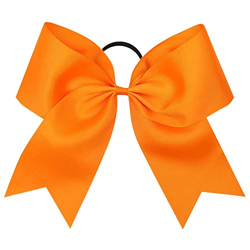 Oaoleer 21PCS Jumbo 8" Orange Cheer Bows for Girls - Ponytail Holders