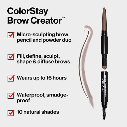Revlon ColorStay Brow Creator 600 Blonde - 2-in-1 Waterproof Eyebrow Pencil & Powder