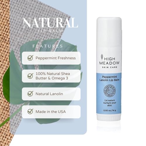 Peppermint Lanolin Lip Balm Stick | High Meadow Moisturizing Lip Care