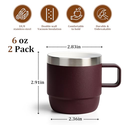 Zenbo 6 oz Double Wall Insulated Espresso Mug Set - 2 Pack