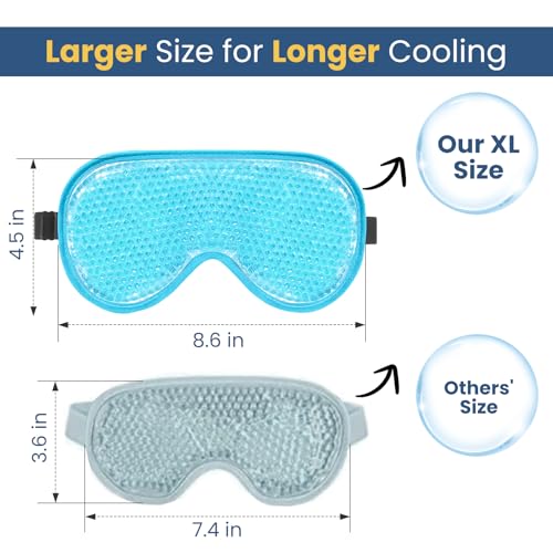 BeeVines XL Gel Eye Mask 2-Pack - Reversible Cold & Warm Compress for Puffy Eyes