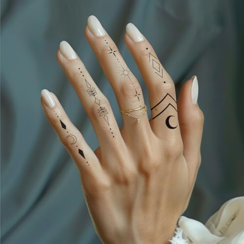EVERJOY Minimalist Temporary Tattoos Kit - 100 Pcs Black & Luminous Dual Pack