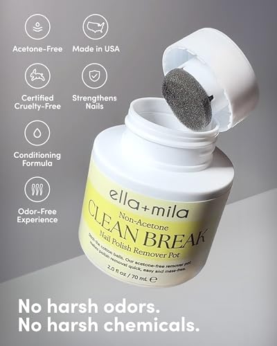 ella+mila Non-Acetone Nail Polish Remover Pot - Travel Size 2.3 fl oz