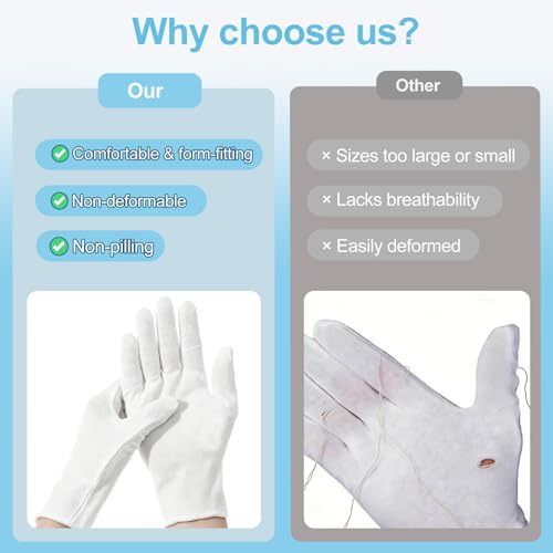 38-Pack White Cotton Gloves for Moisturizing & Eczema Care – Unisex, Soft & Disposable