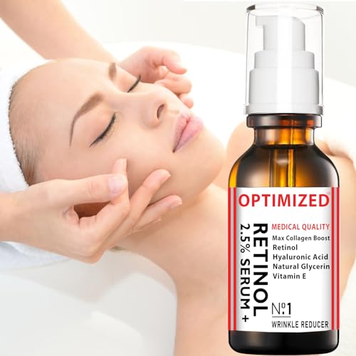 Retinol Serum 2.5% with Hyaluronic Acid & Vitamin E - Reduces Wrinkles & Evens Skin Tone - 1 fl oz