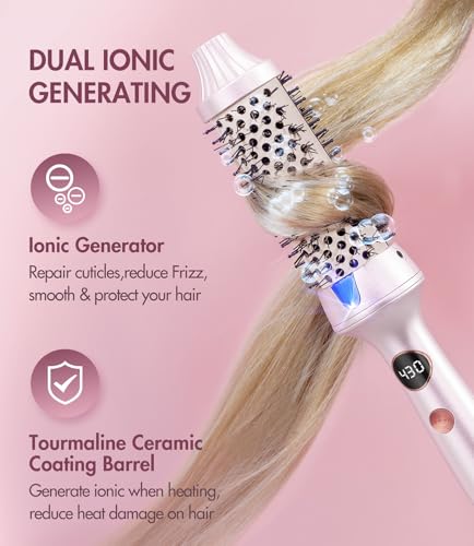 Desalo 1.5 Inch Thermal Hair Brush - Light Pink Heated Round Brush for Blowout & Curls