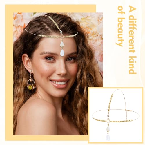 Dizila Gold Head Chains for Women - 8 Pieces with Rhinestones & Pearls
