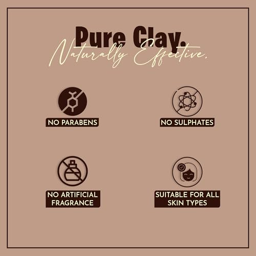 Mi Nature Moroccan Red Clay Mask for Face Hair & Body - 100% Pure Rhassoul