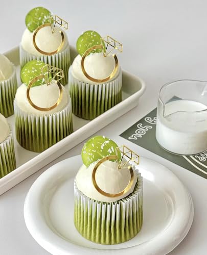 Diamond Ring Cupcake Toppers Set - 12 Acrylic Engagement Decor