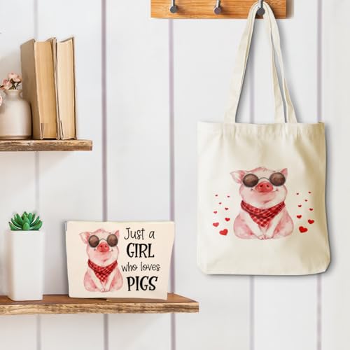 Pig Lover Canvas Tote Bag - Funny Animal Print Handbag for Shopping