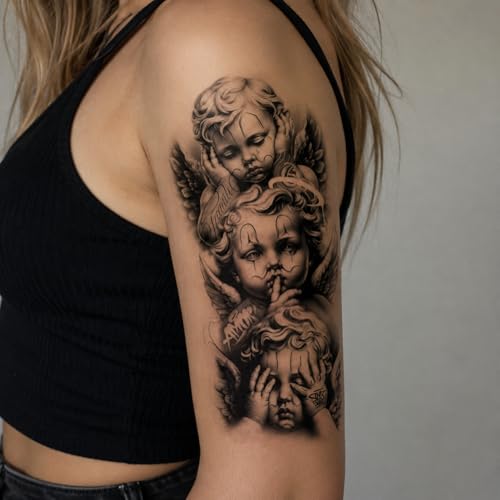 VERDBOOK Sacred Cherub Angel Temporary Tattoos 2 Sheets - Waterproof & Long-Lasting, Mystical Body Stickers for Adults