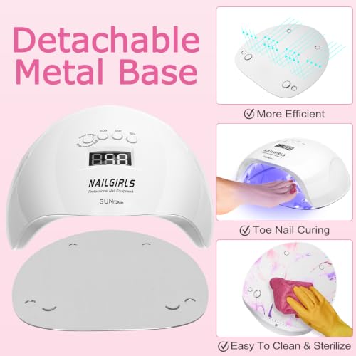 NAILGIRLS 220W UV LED Nail Lamp with Cream Variation, 42 LEDs, 4 Timers, Auto Sensor