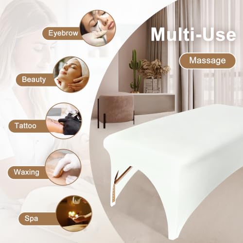 HOLITS Professional Stretchy Spa Bed Cover - White Massage Table Topper