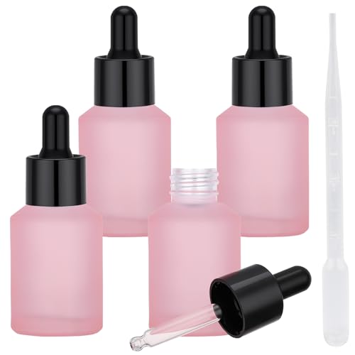Segbeauty 4 Pack 1oz Frosted Glass Dropper Bottles for Essential Oils