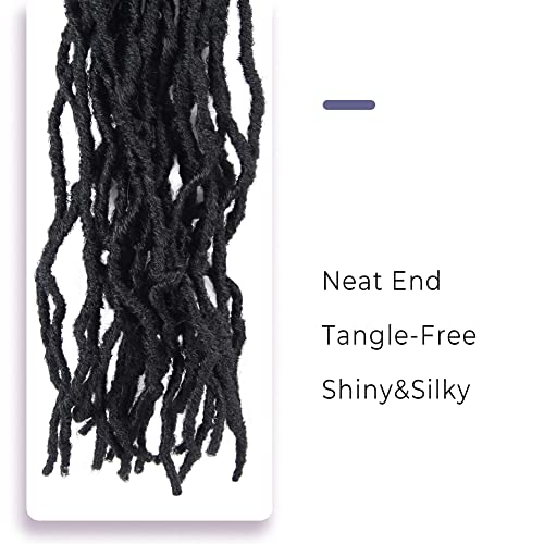 Niseyo Faux Locs Crochet Hair 12 Inch - 6 Pack Natural Black Pre-Looped Synthetic Locs